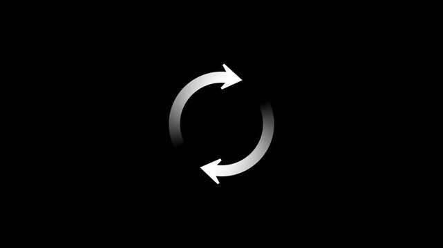 Circle arrow refresh and reload icon animation with loading progress on black background.