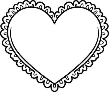 Heart shaped doodle with scalloped edge coloring page