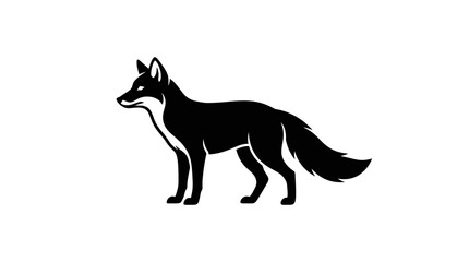 Fototapeta premium Silhouette of a standing fox animal in black and white