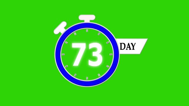 Only 73 days left, countdown animation video for events; stopwatch timer showing 0 to 73 days, clean motion graphic clip for promotions and sales.