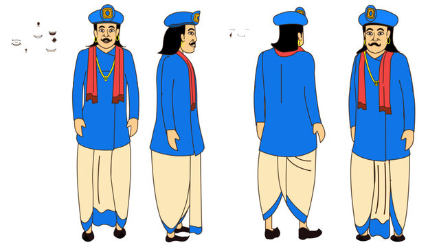 Collection of 2D Animated Character Expression and Pose Sheets