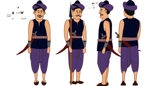 Collection of 2D Animated Character Expression and Pose Sheets