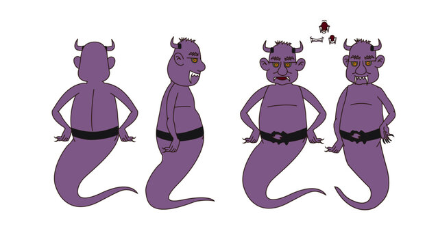 Collection of 2D Animated Character Expression and Pose Sheets