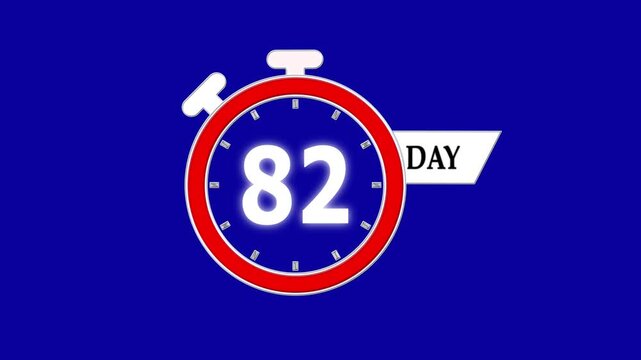 Only 82 days left, countdown animation video for events; stopwatch timer showing 0 to 82 days, clean motion graphic clip for promotions and sales.
