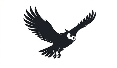 Naklejka premium Front View Owl Silhouette Vector with Open Wings in Black and White Wildlife Style