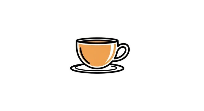 Coffee cup and saucer icon for cafe branding