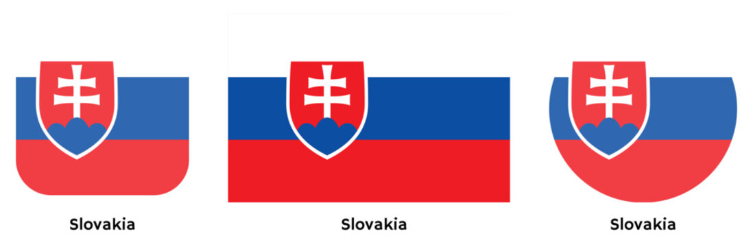 Slovakia flag vector SVG in circle and square curved flag shapes with transparent background. Editable, scalable national flag design for branding, web, print, and digital media.
