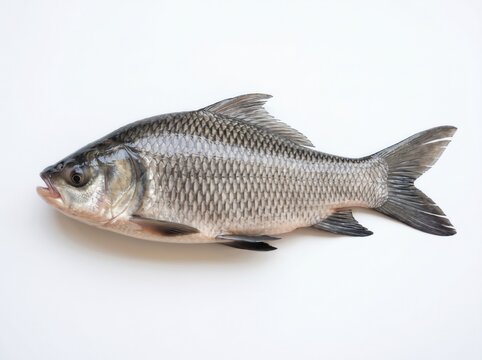Whole Catla Fish Freshwater Fish on White