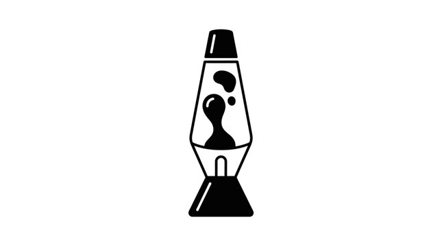 Black and white lava lamp icon on white background