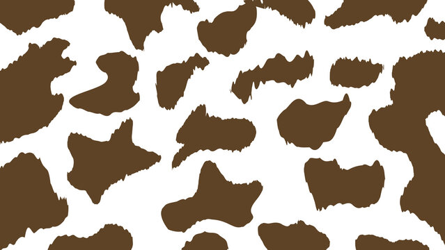 Bold brown cow spot pattern on white background