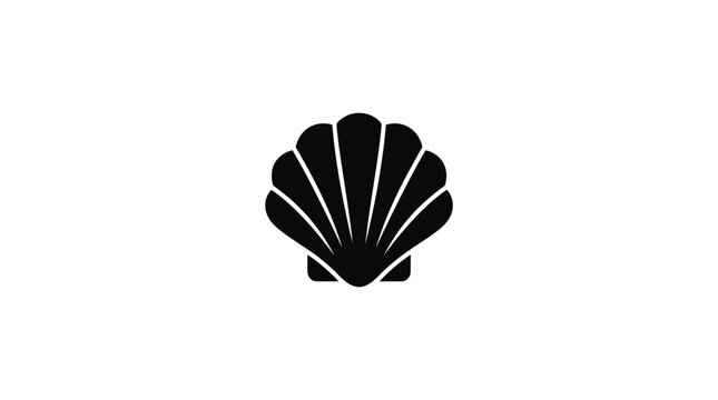 Stylized black seashell icon on white background for maritime theme