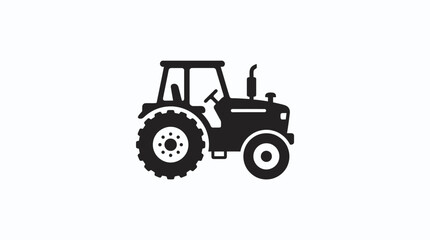 Naklejka premium Black silhouette of a classic farm tractor on white background