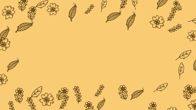 Botanical Floral Frame Animation with Copy Space on Turquoise Background for Text and Logo Placement