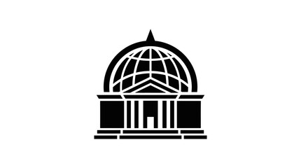 Obraz premium Monochrome architectural icon with domed structure and columns