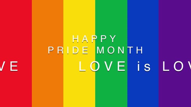 Happy Pride Month Video Background | Love Is Love | LGBTQ+ Rainbow Flag Animation HD