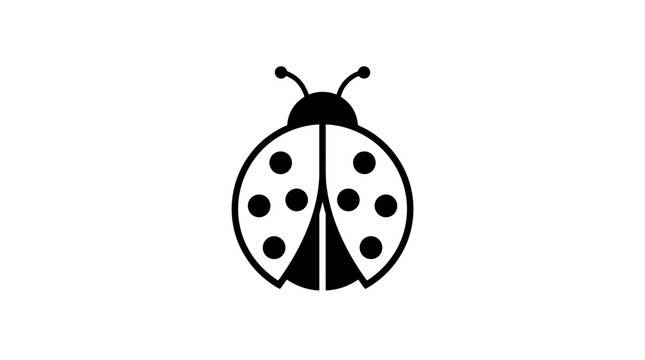 Minimalist black and white ladybug icon on a plain white background