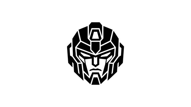Robot face icon black and white mechanical design
