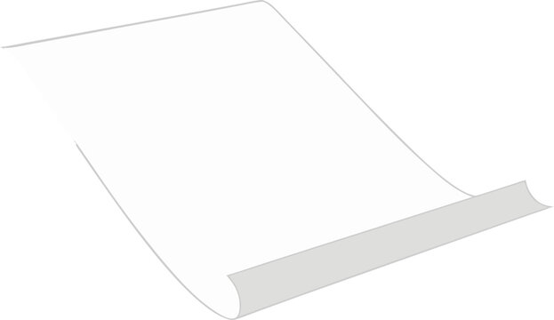 Blank curved paper scroll document template vector illustration with blue line art path border isolated on white backgroundBlank curved paper scroll document template vector illustration with blue lin