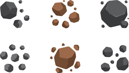 Cartoon rock and stone asset collection, game environment mineral objects and boulder elements set © Sume