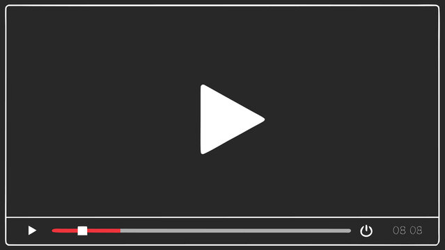 Digital screen video player user interface layout vector illustration with play button icon and red multimedia timeline progress barKeywords (Copy and Paste)Digital screen video player user interface 