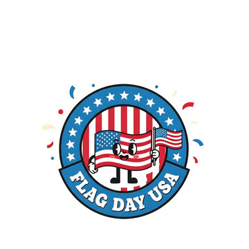Patriotic figure celebrating flag day usa with american flags
