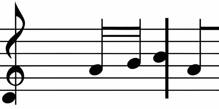 Musical Staff With Notes Black Lines On White Background