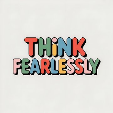 Colorful typography of think fearlessly phrase on gray background