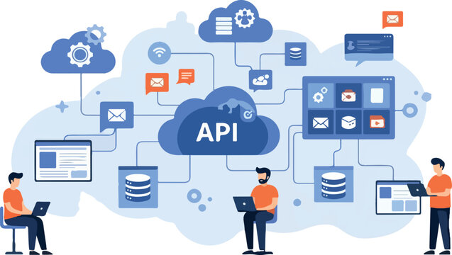 Application Programming Interface API Integration and Software Connectivity Concept