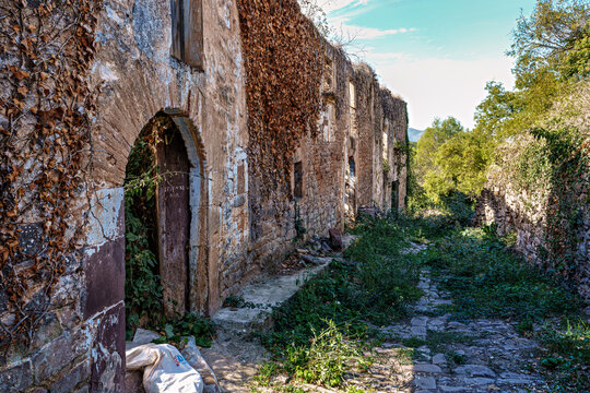 Ruesta abandoned village next to the Yesa reservoir near Jaca, Zaragoza region,. Aragon. Spain.
