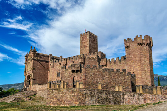 The Basilica and Castle of Xavier, Castillo de Javier, Navarre, Spain.