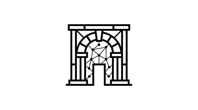 Minimalist architectural icon of a classical building with columns