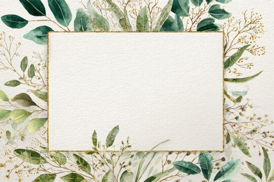 Elegant greenery illustration frame for save the date and invitations