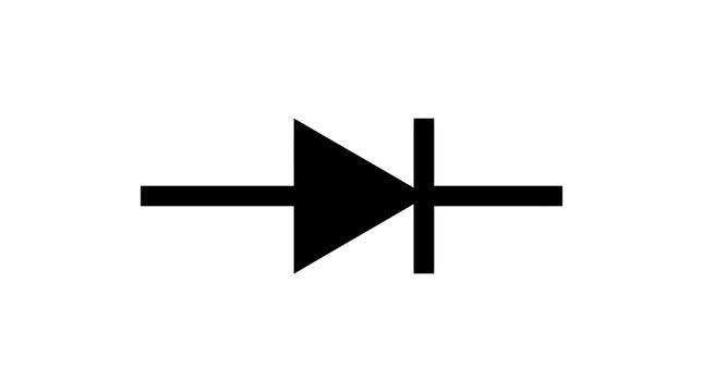 Electronic circuit symbol for a semiconductor diode in solid black