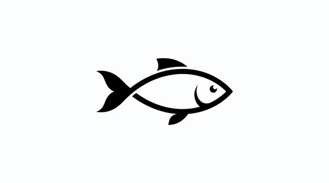 Simple black fish icon on white background