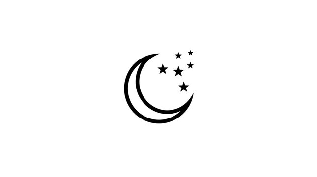 Crescent moon and stars symbolic illustration