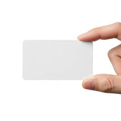 Obraz premium Hand holding blank white card or sign in front of body