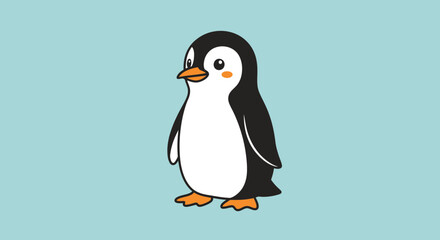 Cute Cartoon Penguin Standing Alone. © ZulfiDwi