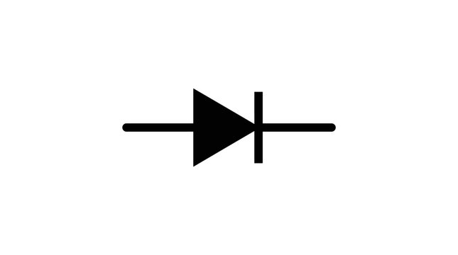Electronic diode symbol on white background