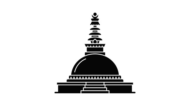 Buddhist Stupa Icon Vector Illustration - Traditional Pagoda Symbol