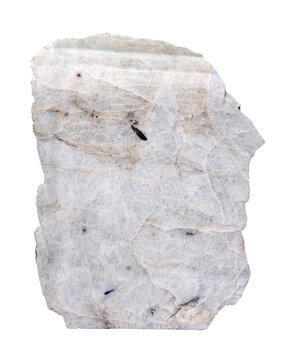 polished slab of belomorite (russian moonstone) rock cutout on white background
