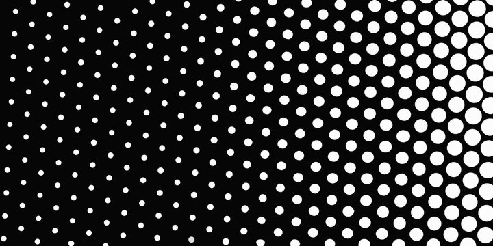 Polka Dot Pattern With Graduated Circle Sizes On Black Background