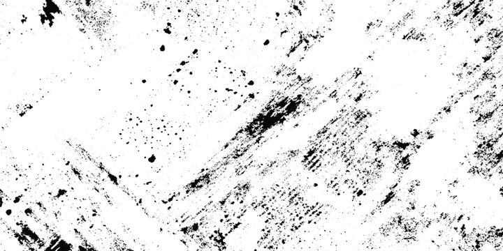 abstract grunge texture showcasing a dynamic mix of black ink splatters, paint drops, coarse brush marks, and fine specks over a white background for overlay