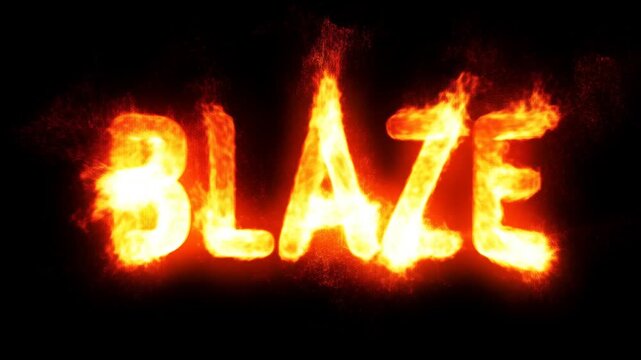 Fiery text animation: intense blaze typography transitioning in flames