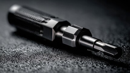 Fototapeta premium High precision magnetic screwdriver bit with ergonomic grip designed for detailed mechanical and electronic assembly work on a textured dark surface background