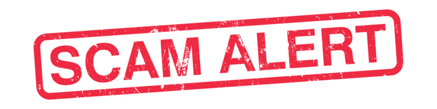 Red Grunge Scam Alert Rubber Stamps Sign Vector, Red Grunge Scam Seal, Mark, Label Design Template