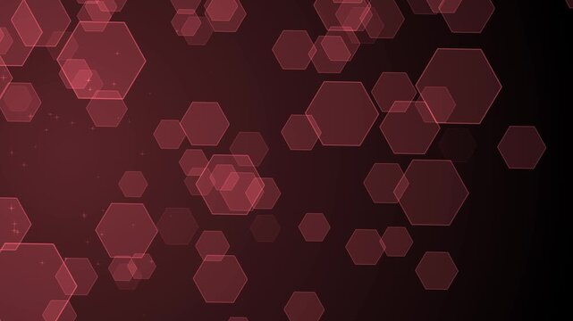 Hexagon tech background animation, Abstract background with translucent hexagons of varying sizes creating a tech-style bokeh effect