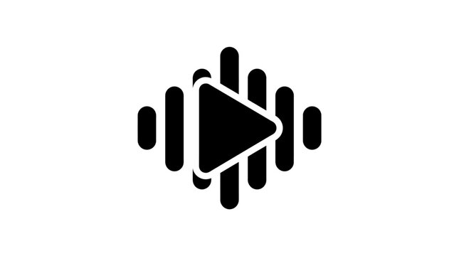 Abstract audio waveform icon with central play button