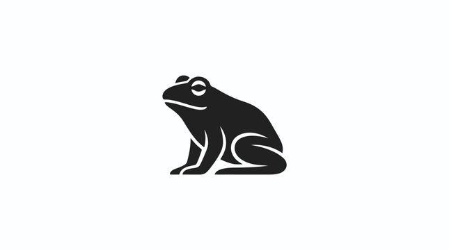 Stylized black and white frog silhouette graphic illustration