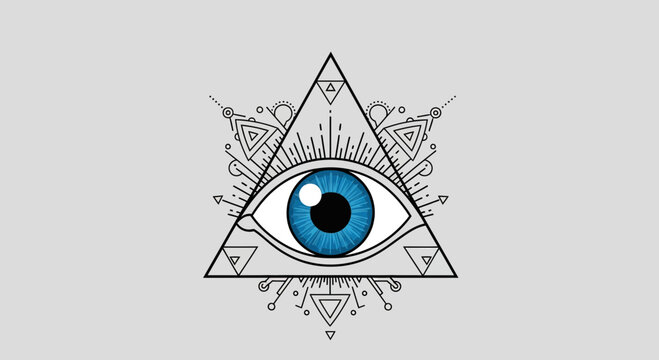 All seeing eye in triangle symbol 3.