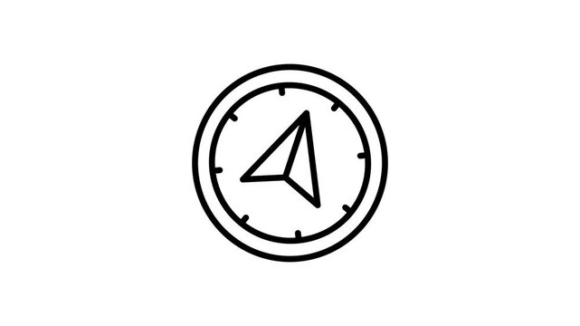 Compass navigation arrow animated icon. Direction, map location, global positioning system, travel, route, journey, guidance, and street animation video footage